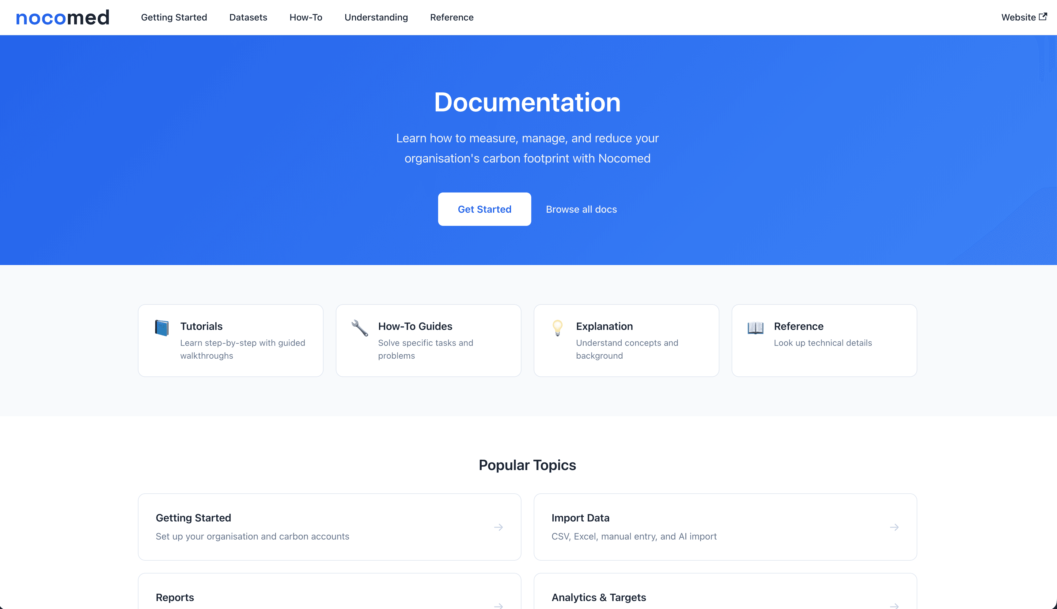 Nocomed documentation and help resources interface